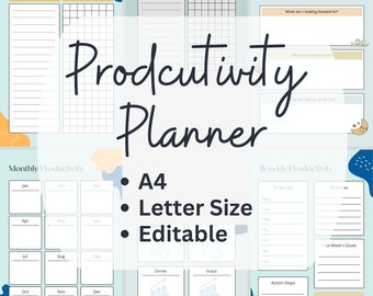 Productivity Planner| Daily planner| Editable planner| Digital Planner Printable|  Life Organizer Template| Weekly reflection planner