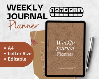 Weekly Journal| Weekly reminder| Weekly to do list| Weekly goals| Weekly reflections|Weekly digital planner| Editable canva A4, Letter Size