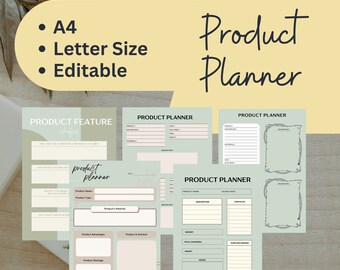 Printable Product Planner|Inventory list|Inventory tracker|A4 Letter size product planner| Product research| Products feature analysis|A4