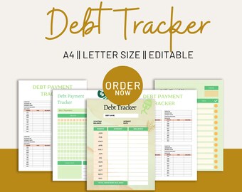 Debt Payment Tracker Printable|Debt snowball|Debt Tracker Printable|Debt Editable Tracker| Debt Payoff Log|Money Planner|Budget Planner PDF