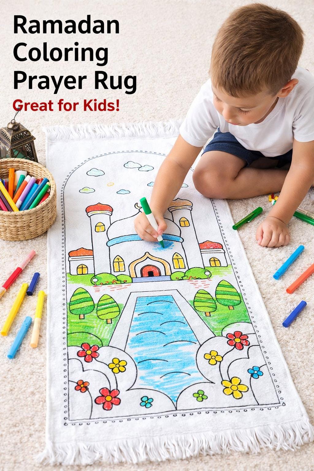 Kids Coloring Prayer Rug | Eid Activity for Kids | Islamic Prayer Mat ...