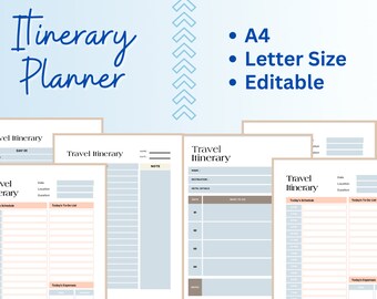 Simple Travel Itinerary Planner | A4 Travel Printable | Travel Printable | Pdf Travel Itinerary Planner | PDF printable| Travel buddy