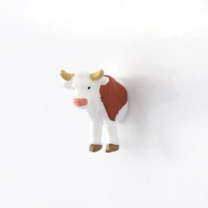 Mini-Magnet-Set Kleine Farmtiere Kuh braun-weiß