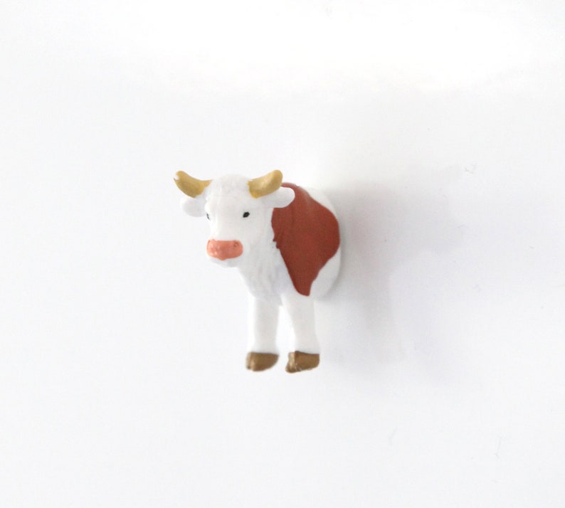 Mini-Magnet-Set Kleine Farmtiere Kuh braun-weiß