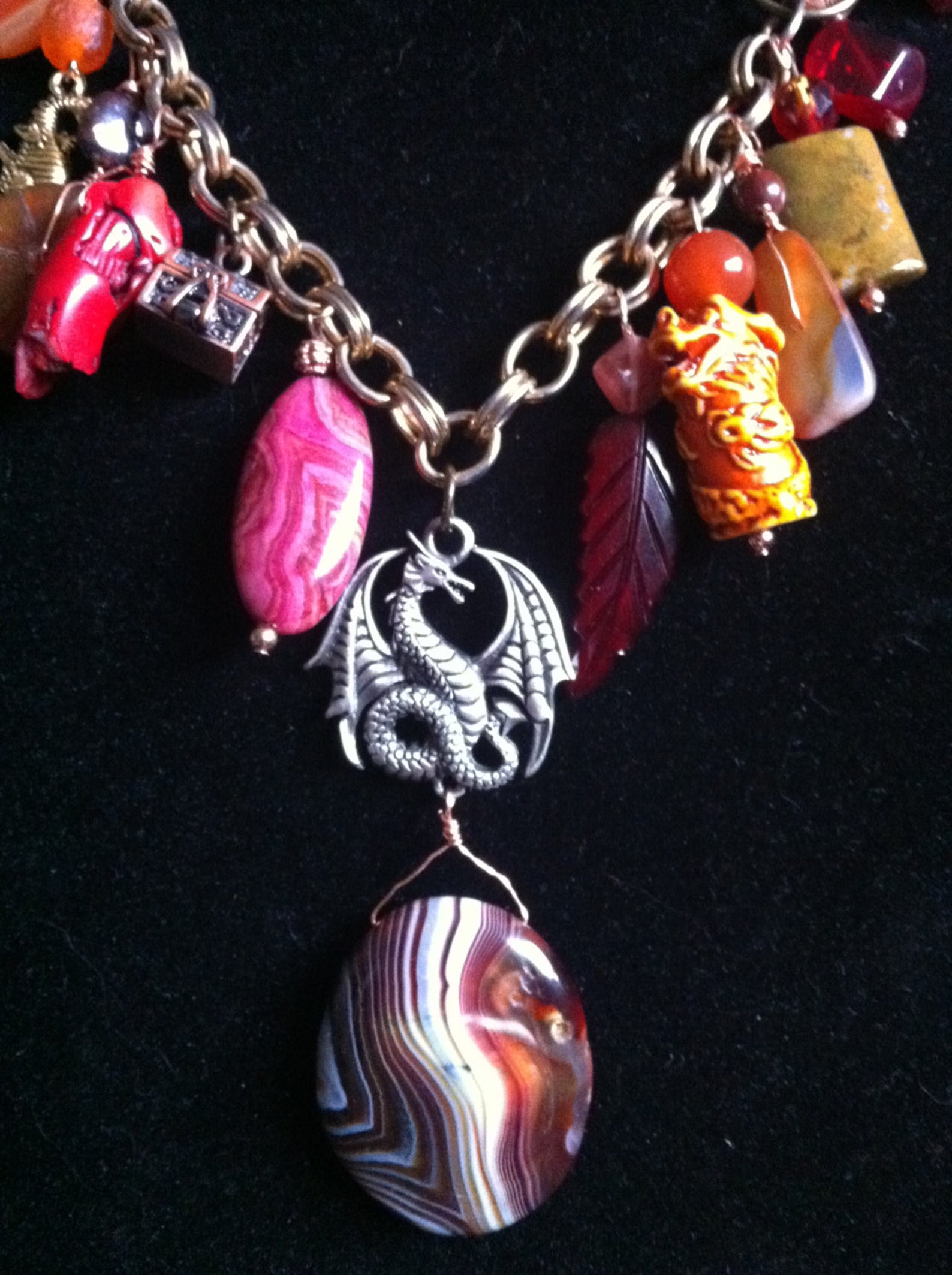 Necklace fire Dragon Charm Necklace Dragon Etsy