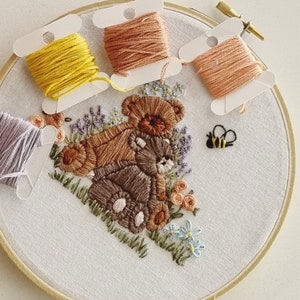 PDF Pattern - Spring Garden Bears - Step By Step Beginner Embroidery Pattern