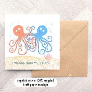 Cartão de felicitações 6x4" - "I Wanna Hold Your Hand" com polvos