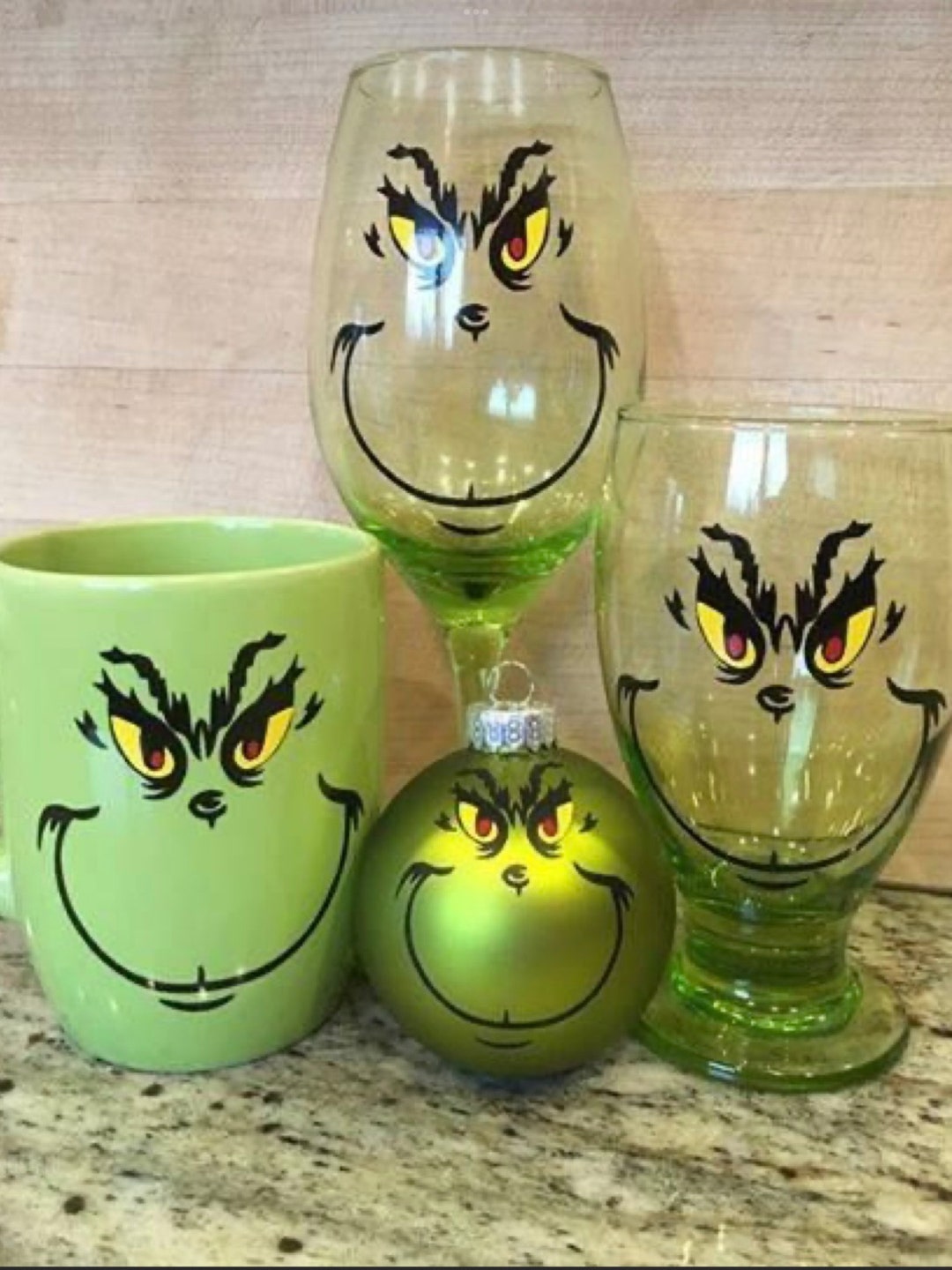 Grinch Wine Glass, Mug and Ornament Set/party/the Grinch Gift Set