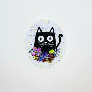 Cat Sticker, Decal, Flowers, Animal, Vinyl Sticker, Laptop Sticker, Kitten, Gift, Car Decal, Bumper Sticker, Cute