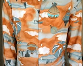 Landmark 1970s Polyester Hot Air Balloon Mens Med Shirt Disco Retro L/S