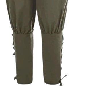 Moss Green Renaissance Pirate Costume Pants: Elastic Waist 30&quot;- 38&quot;  Custom Length
