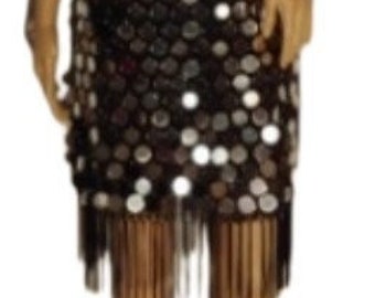 adult medium metallic silver large sequined and black 1920's flapper costume dress head piece included costumes