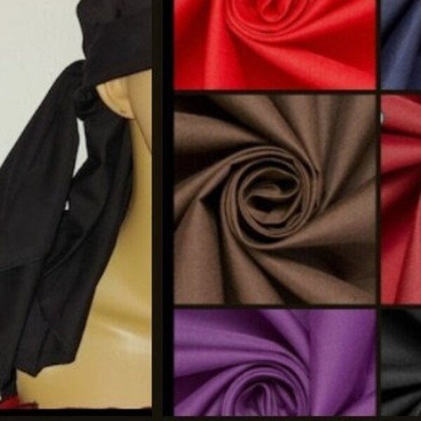 Foulard unisexe renaissance SCA pour femme pirate, chapeau, taille personnalisée, coton rouge, noir, marron ou bleu avec bords noirs bombés