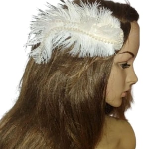 Beaded flapper Costume Head Piece:Beaded-Feather- Hair Comb