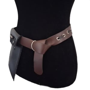 Black &  Brown Faux Leather Loop Style Pirate Belt, adjustable 24&quot;- 32&quot; Waist- 4.5&quot; wide  by 7.5&quot; deep bag