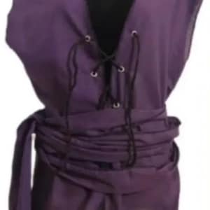 adult XXL 48&quot; chest and 32&quot; length purple light weight cotton/poly renaissance pirate costume vest with 160&quot; by 5.5&quot;sash
