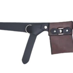 Black &  Brown Faux Leather Loop Style Pirate Belt, adjustable 24&quot;- 58&quot; Waist- 4.5&quot; wide  by 6.5&quot; deep bag