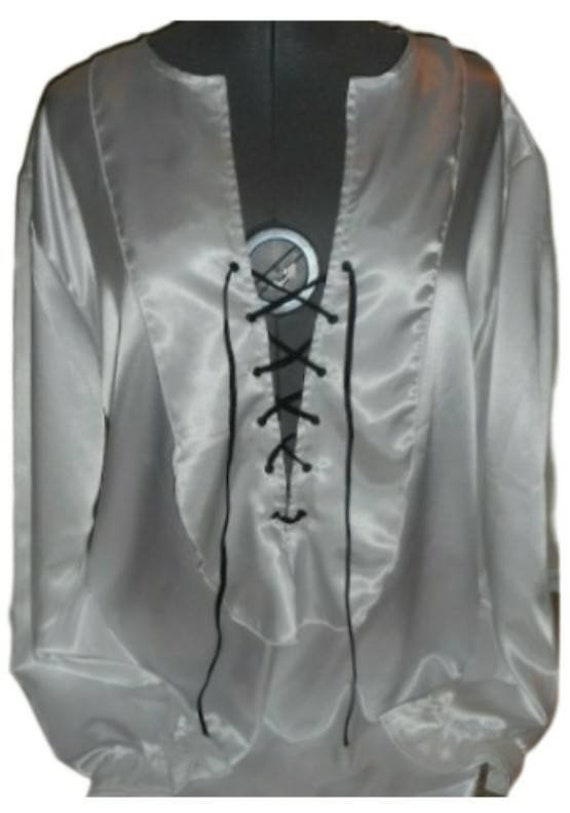 Mens Adult White Satin SCA Renaissance Pirate Poet Shirt - Etsy