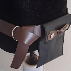 Brown &  Black Faux Leather Loop Style Pirate Belt, adjustable 24&quot;- 38&quot; Waist- 4.5&quot; wide  by 6.5&quot; deep bag
