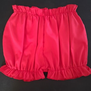 Red or Black Costume Undergarment Bloomers for Adults - Ruffled Shorts 14" Length 30"- 38" Waist