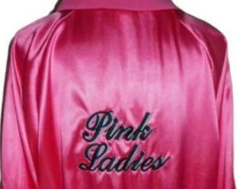 Chaqueta personalizada de Pink Ladies: disfraz de Grease de los años 50, talla infantil, bordada, personalizada (un nombre o palabra)