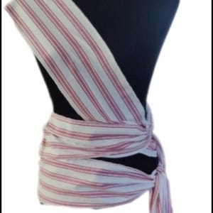 Faixa de fantasia inspirada em Jack Sparrow, Piratas do Caribe - 355 cm (140") - Vermelho escuro e branco creme - Mistura de algodão e linho - Acabamento com overloque