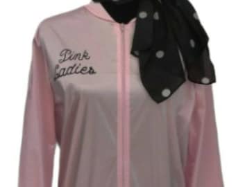 Chaqueta de disfraz de Pink Ladies: inspirada en Grease, serigrafiada, personalizada, con un nombre o palabra.