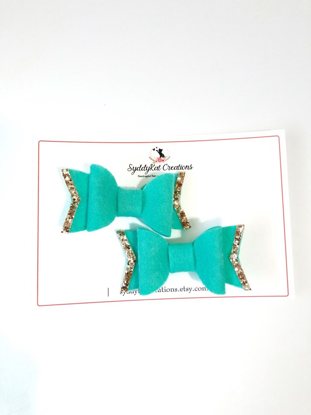 Pear Bear Powder Blue Pigtail Bow Clip