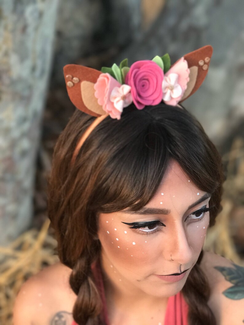 Woodland Deer Headband Felt Flower Fawn Headband Photo Prop Etsy