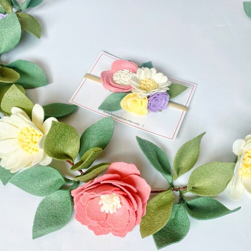 High Chair Garland Felt Flower Garland Photo Prop Flower Etsy