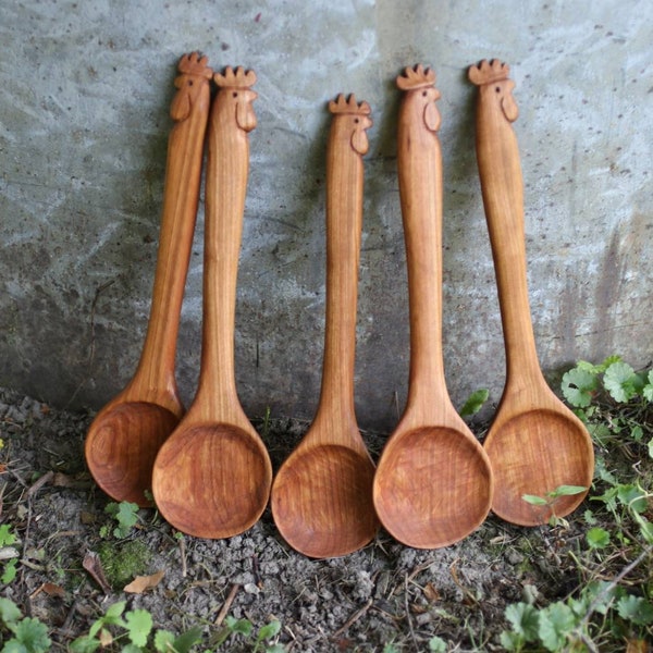 Rooster spoon / farmhouse wood spoon / workhorse spoon style #2 / hand carved spoon