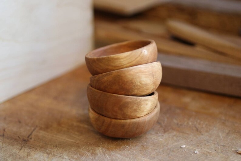 Wooden Pinch Bowls Set of 4 / Small wooden bowls / Hand carved Bowls All Maple