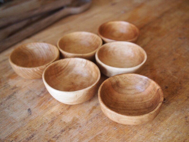 Wooden Pinch Bowls Set of 4 / Small wooden bowls / Hand carved Bowls All Cherry