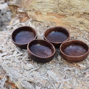 Wooden Pinch Bowls Set of 4 / Small wooden bowls / Hand carved Bowls All Walnut