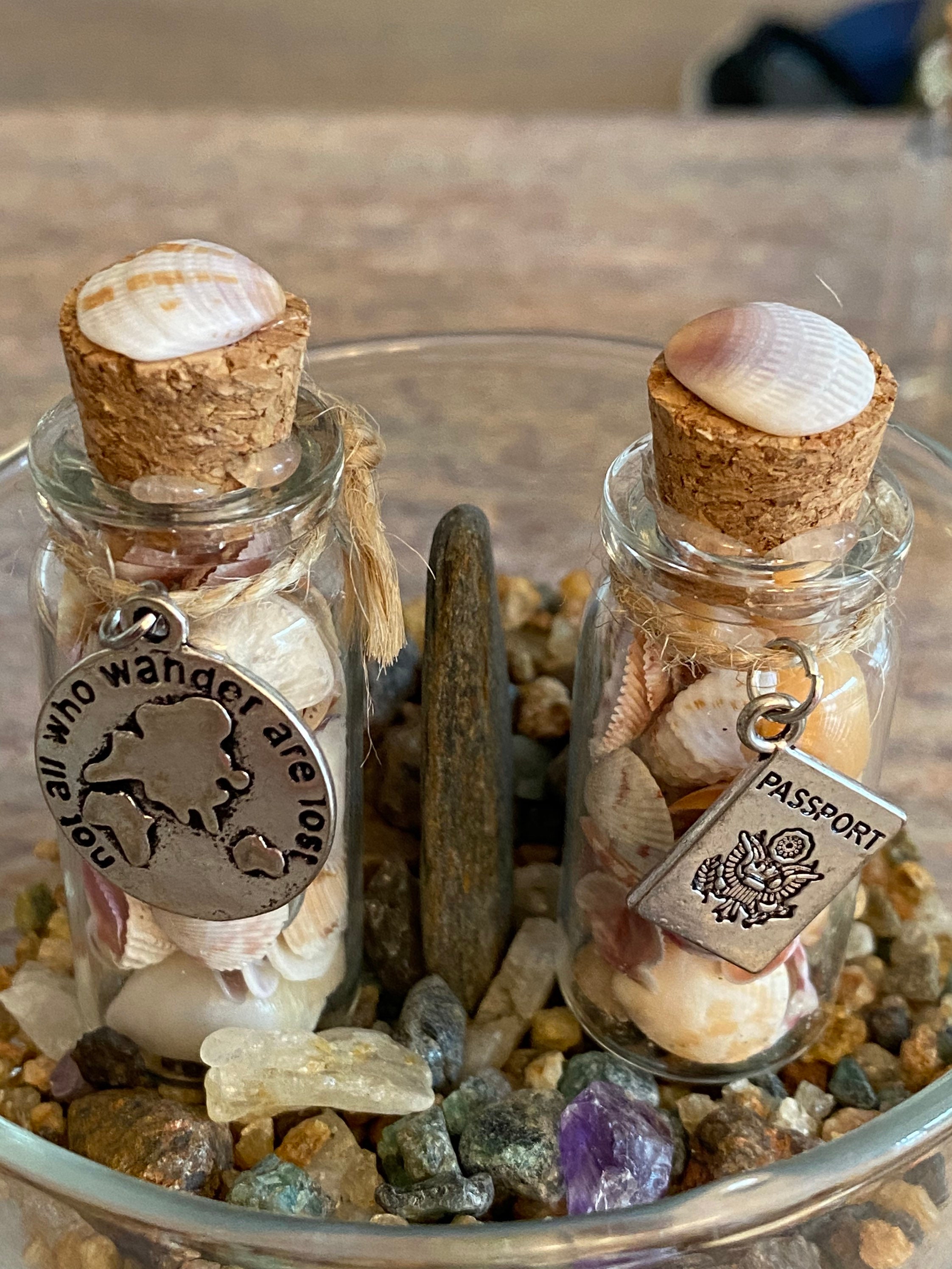 2 Mini travel inspired seashell jars