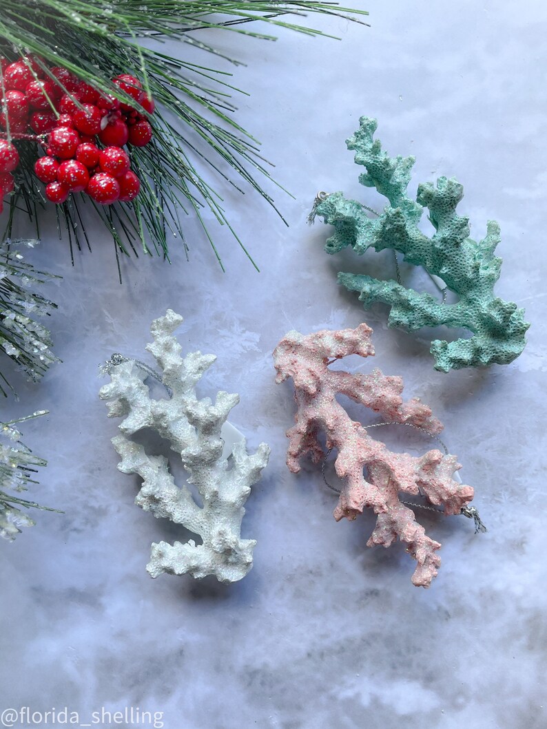 Gift Idea Faux Coral Christmas Ornament SELECTION Etsy