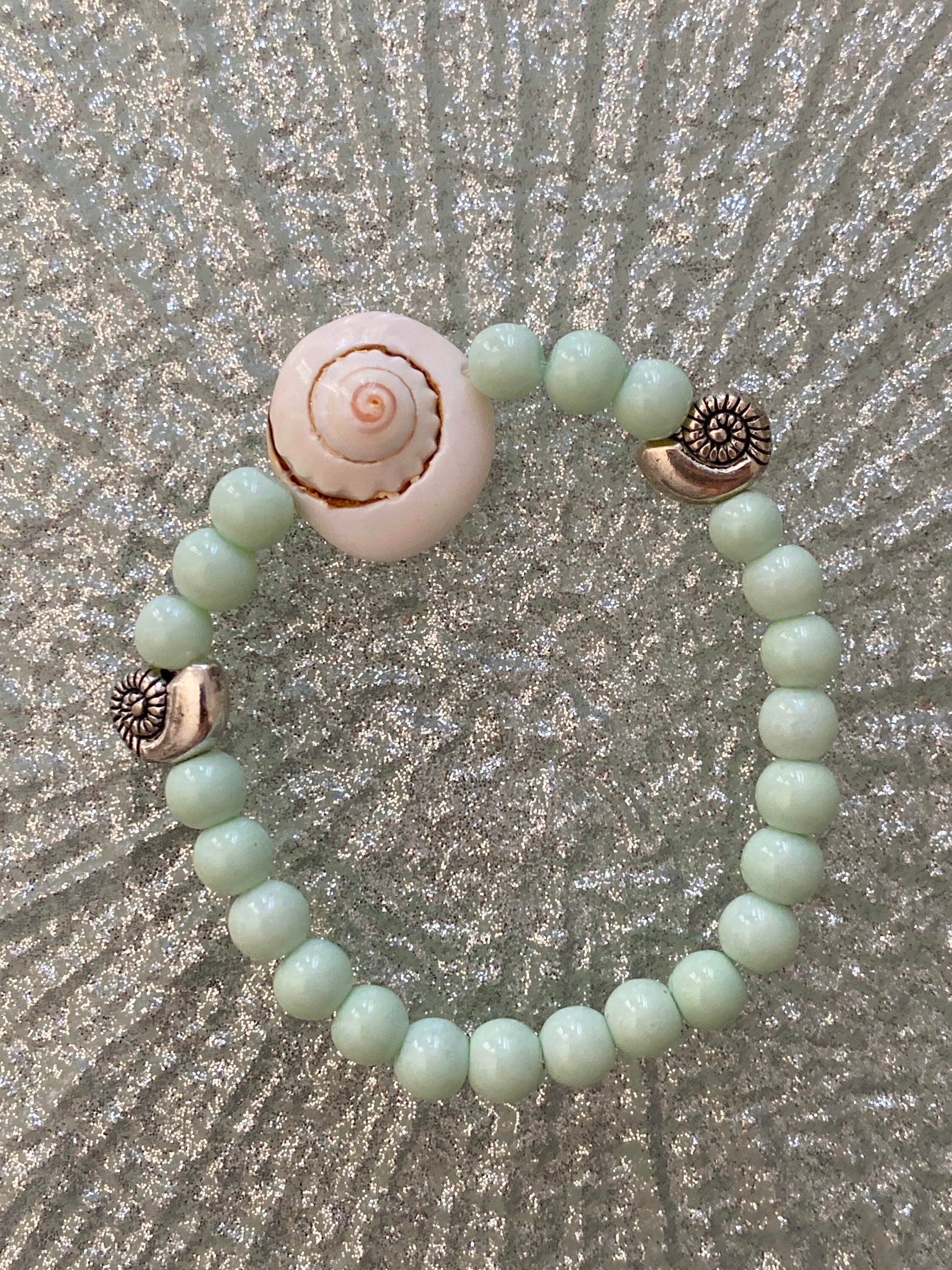 Mint Green Seashell Beaded Bracelet