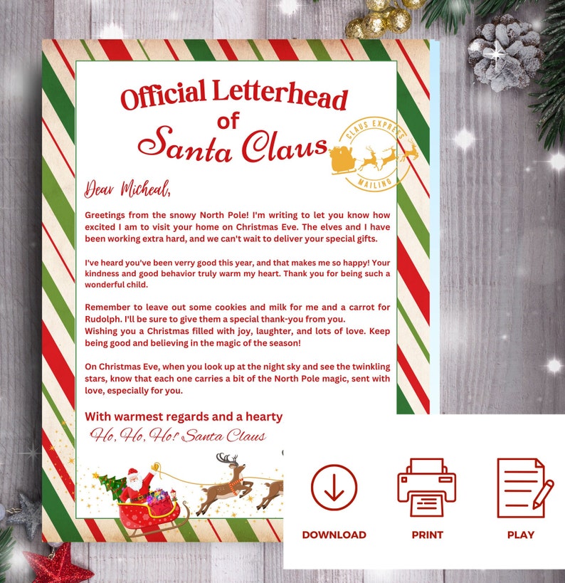 Editable Letter From Santa Personalized Letter From Santa Printable Editable letter from santa personalized letter from santa printable