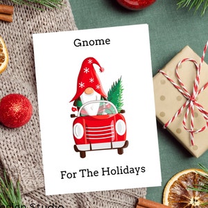 Gnome For The Holidays Christmas Digital Card Downloadable Gnome Christmas Card Happy Holidays Digital Christmas Card Hygge Holiday Card