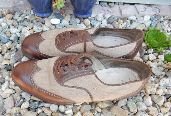 Vintage shoes men handmade 1930s leather
