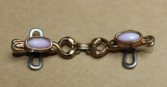 Victorian antique collar bar snakes pink glass 18… - image 6