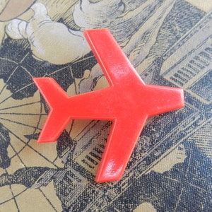 Vintage brooch plastic 1950s 1960s red airplane image 2