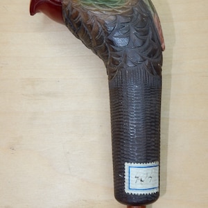 Antique wood bakelite bird  parasol handle umbrella 1910s hand carved