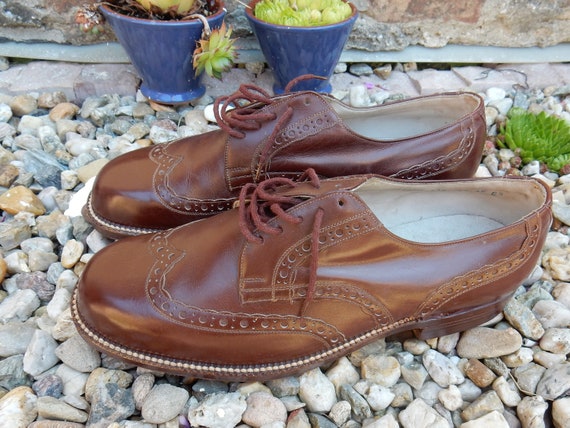 Vintage shoes men handmade 1930s leather BAT'A