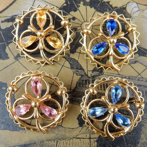 Vintage brooch brass glass 1930s 1950s Br51