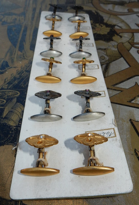 アールデコ ゴールドトーン カフリンクス 4個セット ヴィンテージ カフスボタン 真鍮 アールデコ ロット CUF.lot04 - Etsy 日本