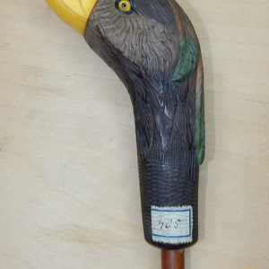 Antique wood bakelite bird parasol handle umbrella 1910s hand carved