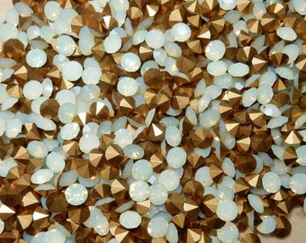 Uranium opal glass rhinestones SS23cut shapes stones rare