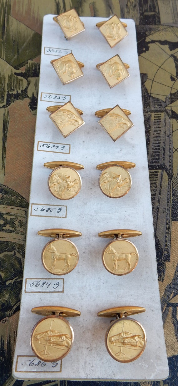 Vintage cufflink brass art deco lot