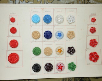 Vintage sampler buttons glass 1930s